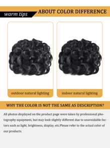 Claw Clip Messy Bun Hair Piece Wavy Curly Hair Bun Clip In Claw Chignon Ponytail Hairpieces Synthetic Tousled Updo Hair Extensions Scrunchie Hairpiece For Women - Black - View 7