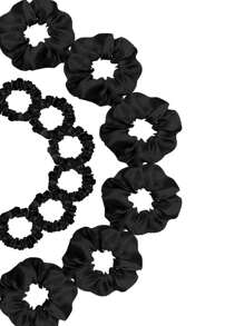 12个装缎面发圈，丝滑弹力细发绳，纯色发圈，马尾辫发绳，女士女孩发饰，两种尺寸混色，感恩节教师节圣诞礼物，秋冬季发饰，返校季日常学生发饰