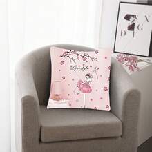 1pc Romantic Valentine's Day Alphabet Print Polyester Digital Print Cushion Cover - Multicolor - View 4