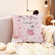 1pc Romantic Valentine's Day Alphabet Print Polyester Digital Print Cushion Cover - Multicolor - View 5
