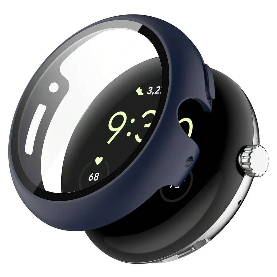 Watch Protective Case PC+Tempered Film Integrated Case For  Pixel Watch 2/1 Dustproof Fall Prevention - Navy Blue - View 1