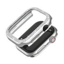 1 个双扣水钻嵌入式半盖 PC 表壳适用于 38/40/41/42/44/45/49 毫米 Apple Watch Ultra/SE/9/8/7/6/5/4/3/2/1，防刮擦、防震，兼容 Apple Watch Series 10 42 毫米 46 毫米