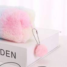 兒童創意漸層色鉛筆盒和錢包,可愛的八邊形毛絨鉛筆盒,學生簡易收納袋,隨機顏色 - 玫紅色 - 查看 3