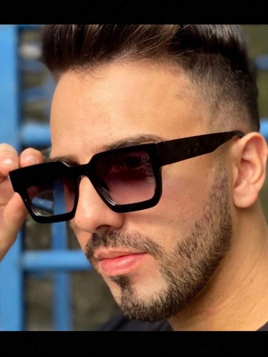 Men Sunglasses Casual For Summer Sunprotection Outdoor Perfect For Friend As A Gift - Black - View 1