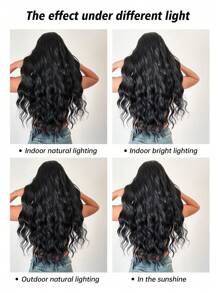 30 英寸黑色假发长卷波浪假发，浪漫美丽的合成假发，带刘海假发，适合日常生活和派对。 - 黑色 - 查看 9