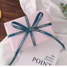 2.5/1cm Woven Ribbon Floral Packaging Silk Ribbon Embellishment Gold Stamping Threaded Satin Ribbon Letter Print Bouquet Cake Gift Bow Clothing Edge Gift Box Wrapping Ribbon Holiday Gift Packaging Spring Festival Valentine'S Day Valentines - Burgundy - View 10