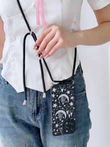 星月圖案防摔手機殼配掛繩,適用於iphone - 彩色 - 查看 1