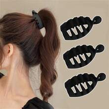 3pcs Summer Banana Clip, Twist Clip & Vertical Clip Set For High Ponytail Hairstyles Casual - Multicolor - View 8
