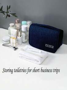 1個黑色大容量可懸掛乾濕兩用旅行收納袋,充實收納袋,適合出差及家庭日常收納 - 黑色 - 查看 1