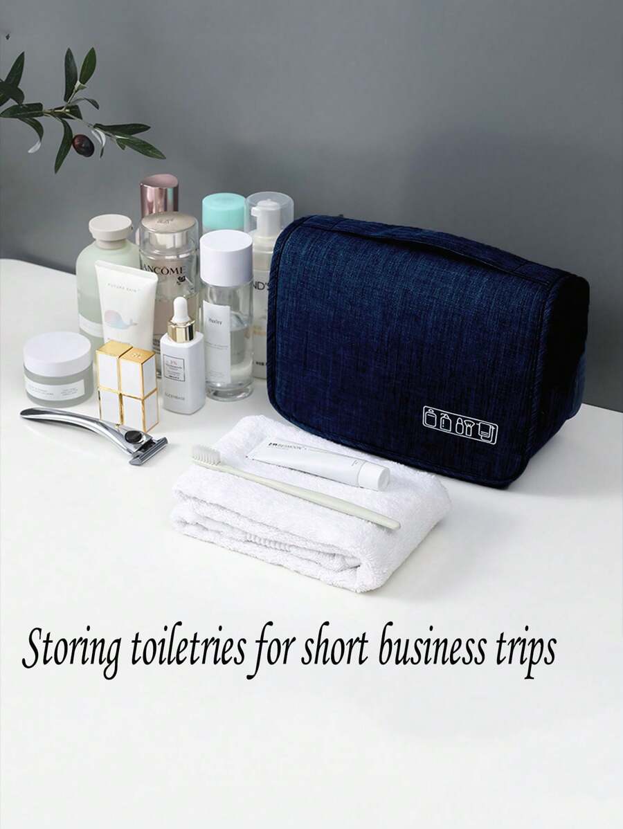 1個黑色大容量可懸掛乾濕兩用旅行收納袋,充實收納袋,適合出差及家庭日常收納 - 黑色 - 查看 1