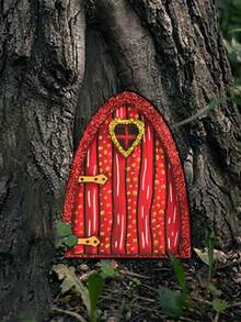 1個創意童話門木質花園裝飾,庭院用木工裝飾品 - 彩色 - 查看 1