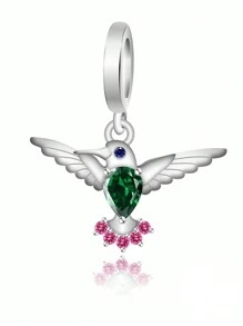 1pc Minimalist 925 Sterling Silver Bird Pendant With Bead For Diy, Unisex, Party - Q3379 - View 1
