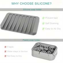 1個創意矽膠肥皂盒套裝,帶防滑底座,容易清洗和排水 - 白色 - 查看 4