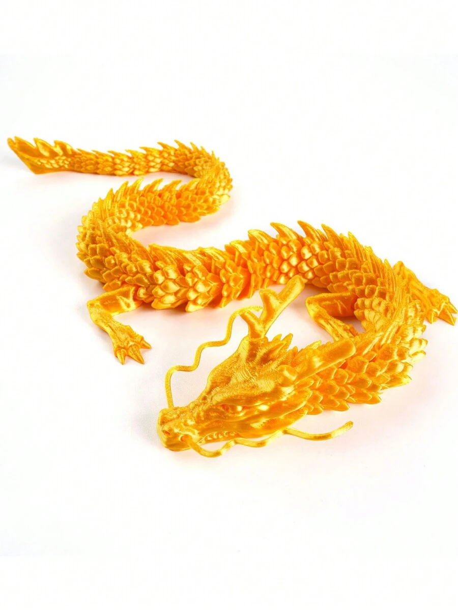 1入組3d打印龍工藝品,龍年禮物,家庭客廳酒吧咖啡店裝飾飾品,房間裝飾桌面飾品 - 金色 - 查看 1