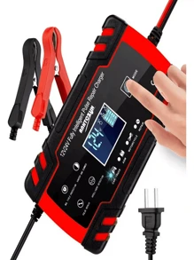 1 Set Rojo 12v6a Cargador De Batería De Coche Y Motocicletas, Cargador Inteligente De Reparación Universal De Almacenamiento De Ácido-plomo - Negro - Ver 1