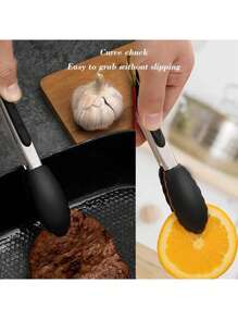 1pc Grill Tong, Food Clip, High Temperature Resistance, Non-Slip Silicone, For Cooking, BBQ, Baking, Kitchen Tools 9in - Multicolor - View 6