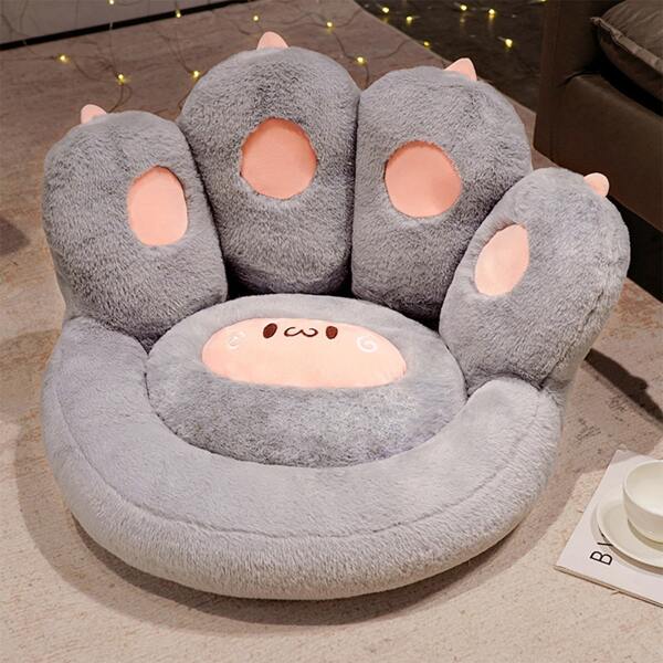 1pc Cartoon Cute Living Room Cushion, Soft Plush Seat Pad, Cat Paw Footstool, Bay Window Cushion, Slouchy Office Sofa Seat Cushion, Japanese Style Zabuton Cushion, Suitable For Kids And Pets