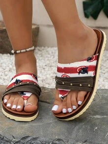 Women's Flat Fashion Retro Style Strappy Sandals, Summer Slippers - Color - View 1