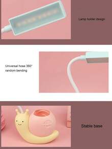 1入組可充電的蝸牛造型led桌燈,帶筆筒,3種顏色可選,便攜且適合臥室/宿舍使用 - 彩色 - 查看 6