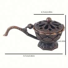 1pc Incense Burner With Lotus Lid, Zen Style Incense Holder, Indoor Joss Sticks Burner, Suitable For Yoga Studio, Living Room Home Decoration, Bedroom Desktop Decor - Copper - View 4