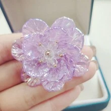 1pair Colorful Jelly Color Transparent Purple Flower Stud Earrings For Women - Violet Purple - View 4