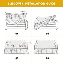 1 件彈性沙發套,易於安裝帶裙邊的沙發沙發套,耐用可水洗通用高彈性家具保護套 1/2/3/4 座 - 咖啡棕 - 查看 6