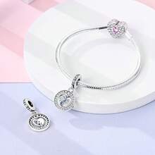 1入組藍色立方氧化鋯水滴吊墜配心形吊飾和鬆散珠子,適用於diy蛇骨鏈、手鍊和項鍊,女性生日禮物 - 杏色 - 查看 2