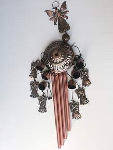 擁有4根鋁管和7個天使吊飾的天使戶外風鈴,s形掛鉤掛在花園院子裝飾追憶風鈴,是媽媽的絕佳禮物選擇,36寸金屬音樂風鈴,適用於情人節 - 電鍍天使 - 查看 6