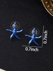 1 套/2 件波西米亞合金首飾套裝,搭配拼色海星琺瑯耳環和鏤空鎖骨項鍊,適合女士海灘個性化裝扮 - 星星 - 查看 3