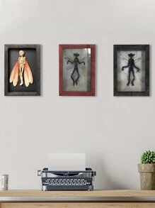 1pc Halloween Skull Moth Ornament, Photo Frame Ornament, For Halloween Decorative Supplies, Holiday Atmosphere Decoration, Halloween Essentials - Multicolor - View 1