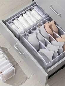 1pc Drawer Organizer Box With 6/7/11 Compartments For Underwear, Socks, Clothing, Wardrobe Storage Basket - White - View 5
