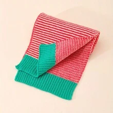 1 Piece Of Children's Scarf Windproof And Warm In Autumn And Winter Casual Knitted Striped Scarf Suitable For Girls - Red - View 3