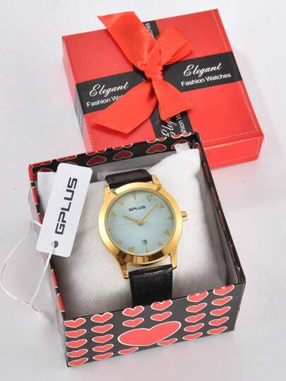 1pc Watch Gift For Men, Fashionable Leather Strap Quartz Watch Suitable For Male Friends, Birthday, Anniversary, Christmas Gift