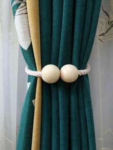 1 Piece Of Log Double Ball Rope Curtain Magnetic Buckle Strap, Suitable For Curtain Storage - Multicolor - View 7