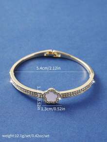 1pc Fashionable Five-Petal Flower Style Micro-Inlaid Bracelet For Women, Ideal For Dating And Birthday Gifts - White - View 5