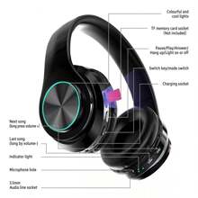 Auriculares inalámbricos luminosos con diadema, auriculares plegables con tarjeta, auriculares bluetooth - Multicolor - Ver 6