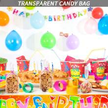 50入組20 X 30 厘米/15 X 25 厘米透明玻璃紙糖果袋,帶有50条色彩斑斓的拉結緞帶,可再封口的平整opp透明禮物包裝袋,適用於糖果、餅乾、甜點、爆米花等食品的包裝 - 透明15 x 25 cm - 查看 6