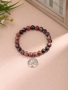 1 Piece Of 8mm Rhodolite Beaded Tree Of Life Bracelet + Grandma Card - Multicolor - View 5