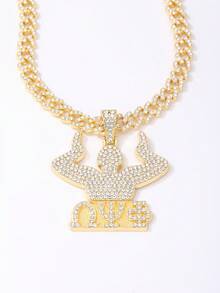 1pc European And American Style Hip-Hop Stainless Steel Pendant Necklace With Diamond Inlaid - Multicolor - View 11