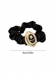 1PC Style Retro Satin Scrunchies - Black - View 3