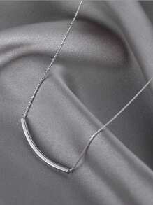 Collar De Cadena Con Forma De Sonrisa Para Damas En Color Plateado, Collar Simple De Joyería Regalo - Plateado - Ver 3