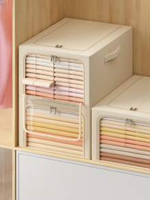 1pc Narrow Gap Upgraded Storage Box Can Be Folded And Washable, Dual Openings For Convenient Access, Large Capacity Multi-Functional Storage For Seasonal Clothes, Toys, Etc. - Smoke Blue - View 6