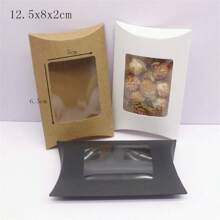 10pcs Black/White/Kraft Paper Three-Tone, Multi-Size Pillow Box With Pvc Window Packaging Gift Box Candy Box - 10 Window Pillow Boxes - View 12