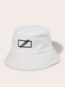 1pc Spring/Summer Outdoor Leisure Sun Hat For Women, No Idea Fisherman/Y2k Bucket Cap, Men & Women Couples Hat For Travel And Resort - White - View 3