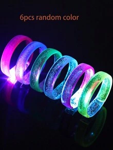 6入組led閃爍夜光手環,適用於酒吧、音樂會、派對應援,隨機顏色發貨 - 彩色 - 查看 4