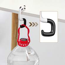 1pc Removable Office Bag Hanger, Foldable Student Desk Edge Backpack Hook, Convenient To Carry, Creative Hook, Suitable For Office Desk, Table, Made Of Abs Material, Strong Load-Bearing Capacity Up To 15kg - Black and White Panda - View 4