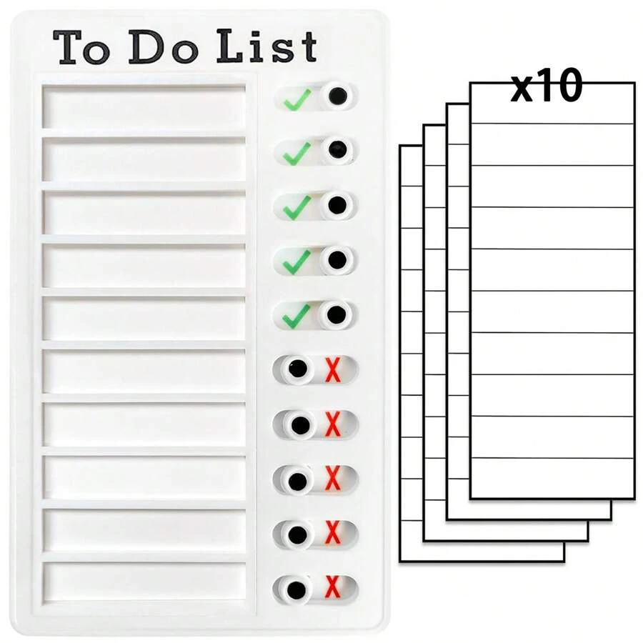 Chore Chart To Do List Adhd Tools For Kids And Adults Sliding Morning Routine Chart For Kids Detachable RV Checklist Board Reusable My Chores Checklist Task Board - White - View 1