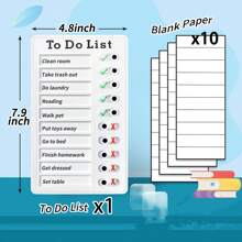 Chore Chart To Do List Adhd Tools For Kids And Adults Sliding Morning Routine Chart For Kids Detachable RV Checklist Board Reusable My Chores Checklist Task Board - White - View 2