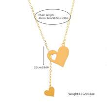 Y2k 時尚創意鏤空桃心鎖骨鏈,y 型項鍊,簡約心型吊墜女式（適合作為禮物送給朋友、閨蜜、節日） - 金色 - 查看 2