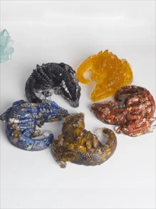 1個3.94英寸水晶樹脂睡龍裝飾品,桌上裝飾品,室內配飾,帶來好運,治癒水晶寶石靈氣平衡脈輪冥想治療禮物聖誕禮物 - 水晶龍 - 查看 2